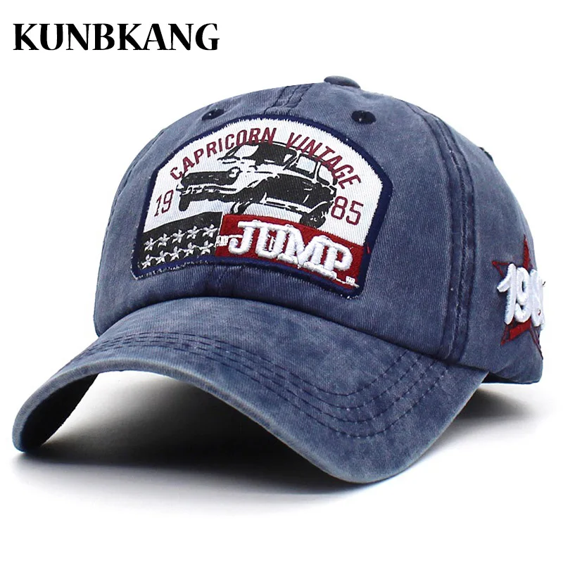

Summer Washed Baseball Cap Men 100% Cotton Snapback Caps Hat Embroidery Car Bone Women Vintage Dad Hat Outdoor Denim Trucker Cap