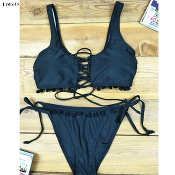

Black/White/Blue Sports Bikinis Swimsuits Two Pieces 2018 High Cut Swimming Suits Sexy Bandage Beach Swim Bikini Set