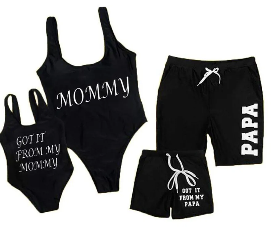 

Family Matching Swimwear Mom Daughter Father Son Swimsuit Letter Family look Mother Daughter Bathing Suit Mommy And Me Clothes