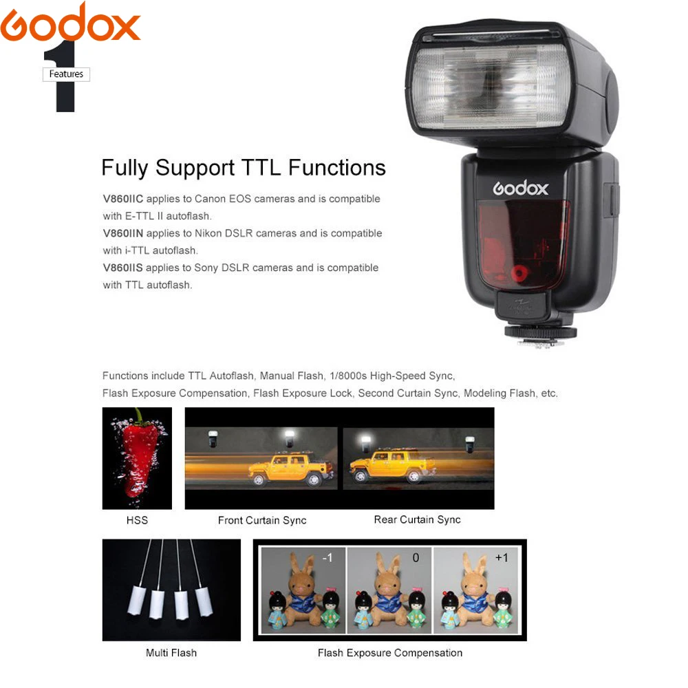 Godox VING V860II Литиевая Батарея Вспышка GN60 HSS 1/8000s ttl вспышка+ X1T триггер для Canon Nikon sony Olympus Fujifilm