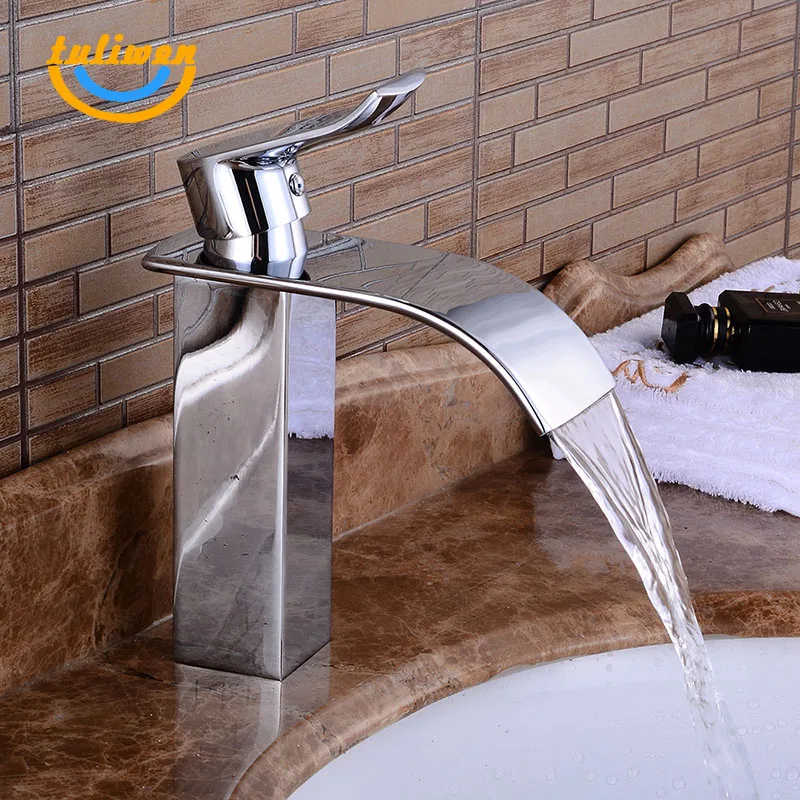 

Deck Mount Waterfall Bathroom Faucet Vanity Vessel Sinks Mixer Tap Cold And Hot Water Tap Wholesale Retail 2230351