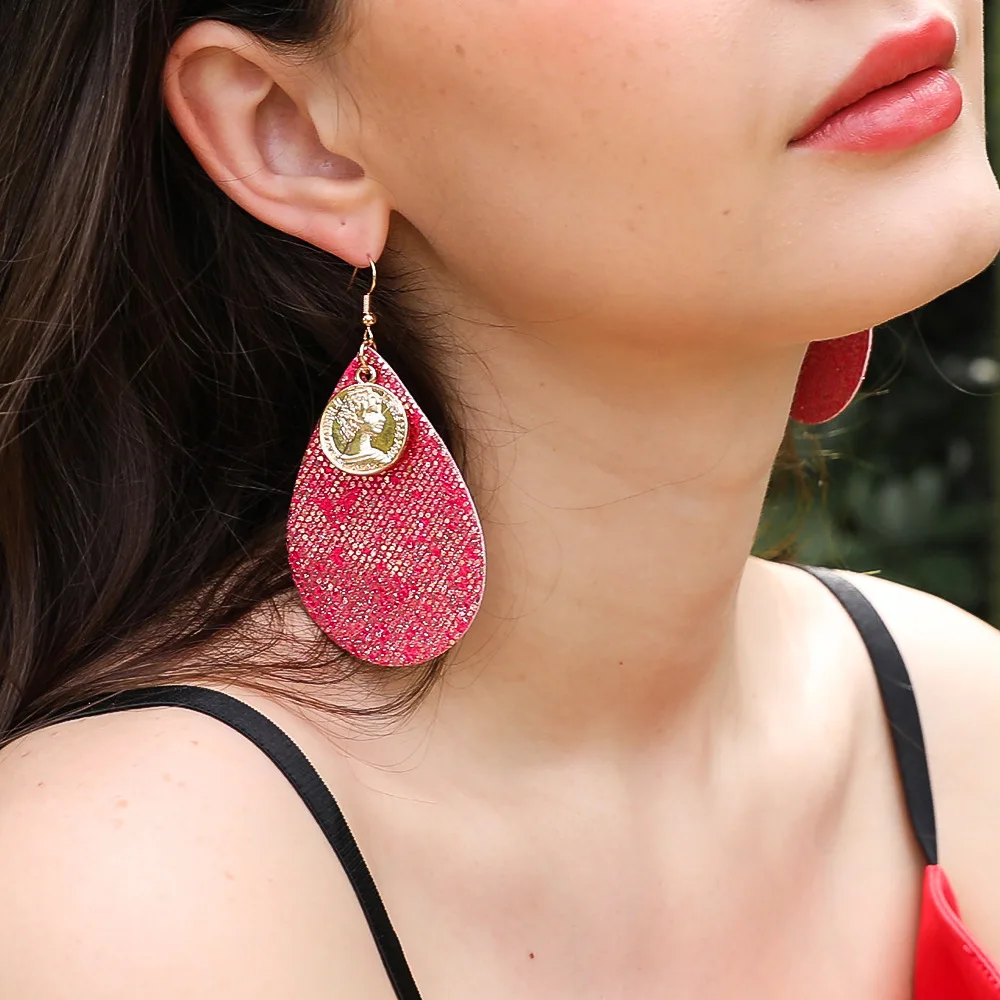 

New 2019 Women's Trendy Shiny Alloy sequins decorate Teardrop shape Earrings women colorful party Drop Earrings