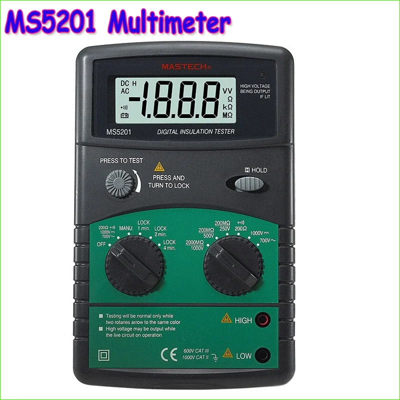 

MASTECH MS5201 Digital Megger Megometro Mega Ohm Insulation resistance tester Sound and light alarm