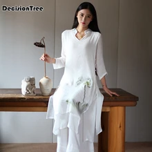 Вьетнамские халаты в народном стиле, шифоновое Элегантное Длинное Платье aodai с изящным стоячим воротником