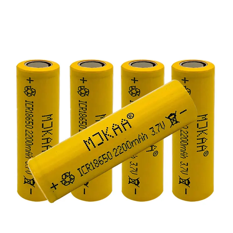 

GQYM 4pcs Original 18650 flat head Battery 3.7V 2200mAh Rechargeable li-ion battery for Power Bank Led flashlight battery 18650