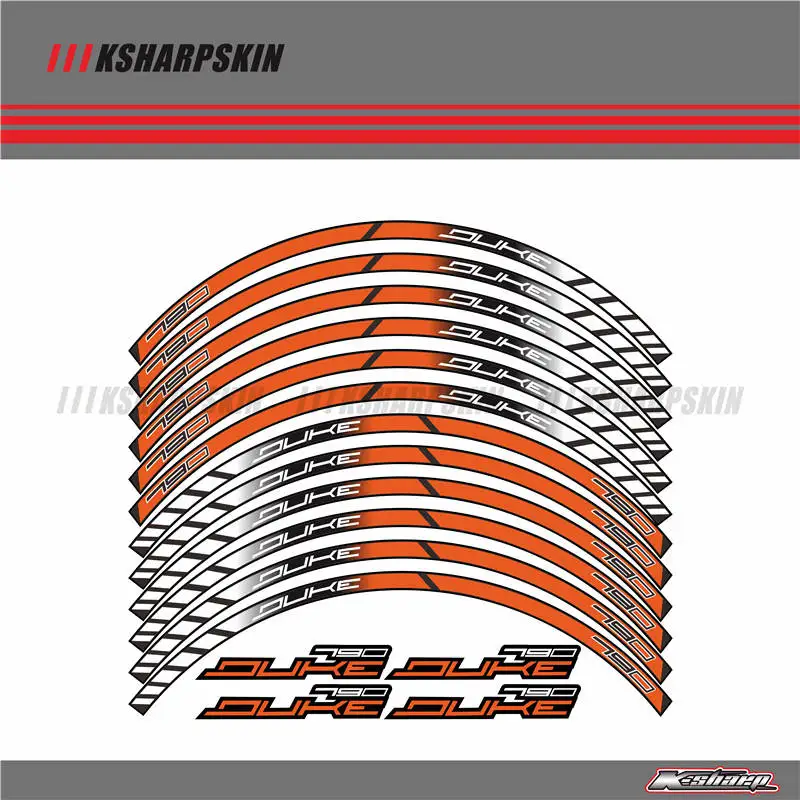 12 X Thick Edge Outer Rim Sticker Stripe Wheel Decals For all KTM DUKE790 DUKE 790 - Цвет: K-LQT-KTM-DU790-02