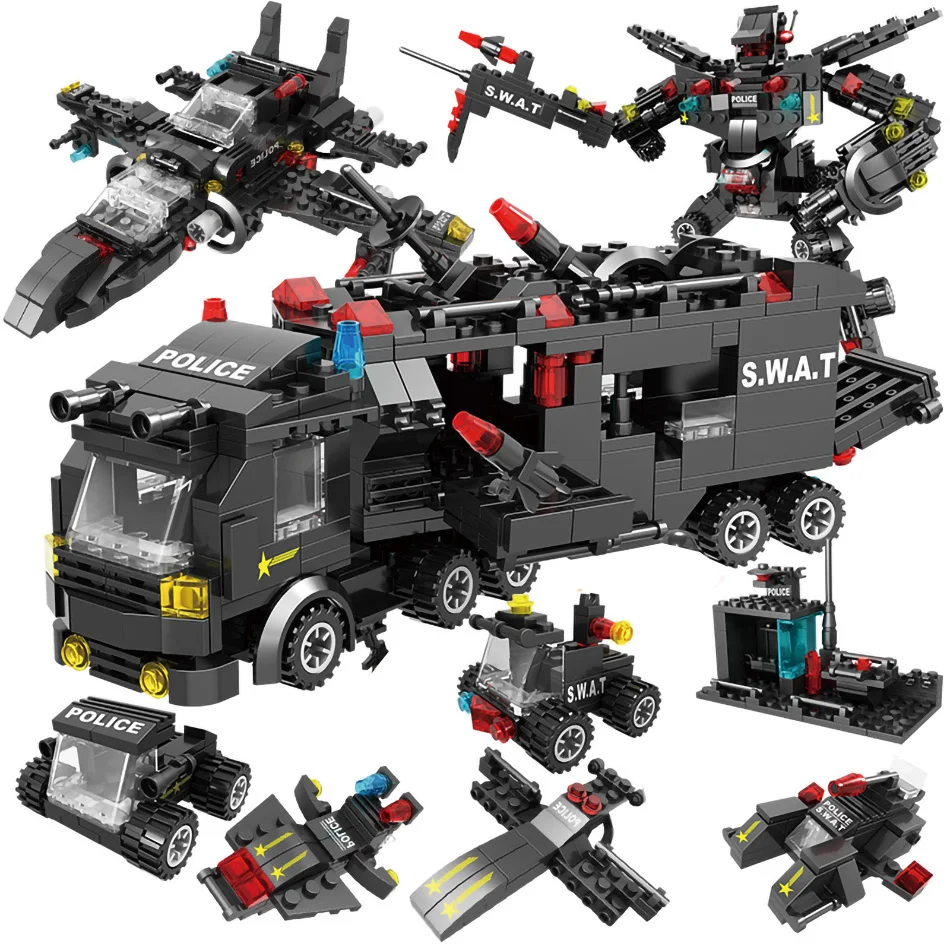 Details about   715 Pcs City Police Station Building Blocks SWAT Team Truck Educational Toys