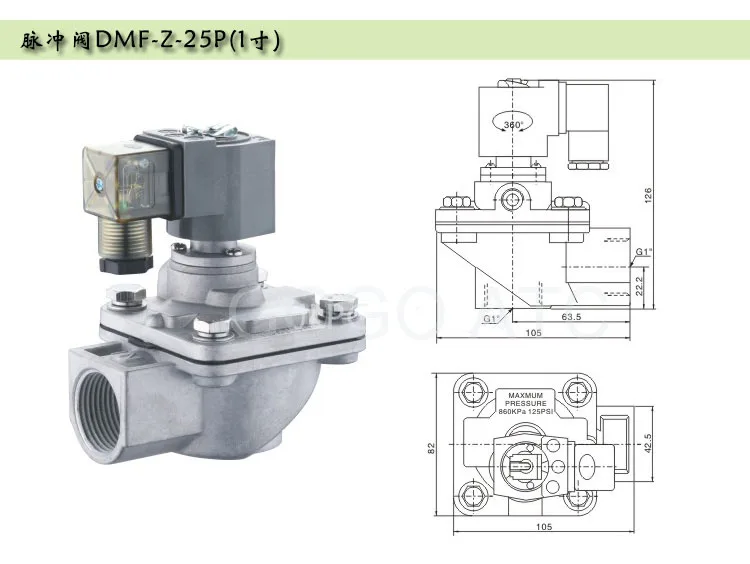 G" /3/4" правый угол диафрагмы клапан AC220V/DC24V DMF-Z-25P гойена типа пневматические импульсный электромагнитный клапан алюминиевый сплав