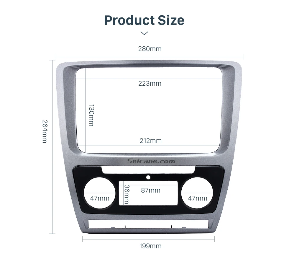 Seicane двойной DIN Серебряный автомобиль радио фасции рамка для 2010 Skoda Octavia стерео панель тире отделка Установка комплект
