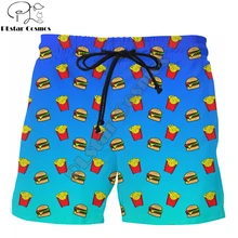 PLstar Cosmos новые летние vibes шорты Бургер И Фри синий Омбре 3D печатных мужской/женский Harajuku повседневные шорты