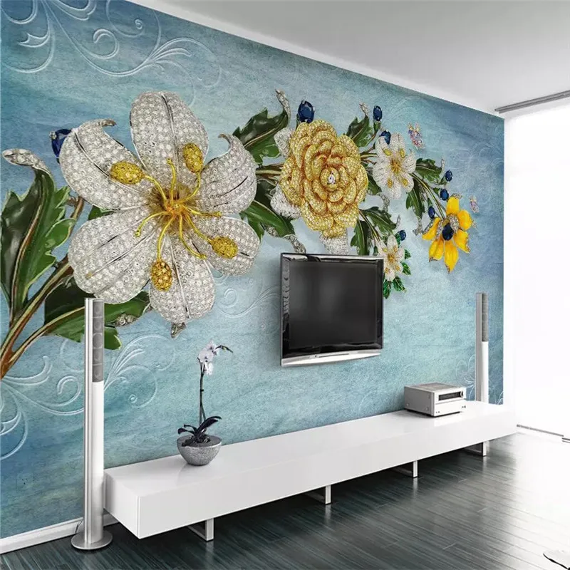 3D jewelry flowers European background wall professional production