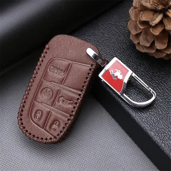 

Genuine Leather Car Key Cover Case For Fiat 500 Panda Stilo 500x Grande Punto Bravo For Dodge Ram For Jeep Key Protective shell