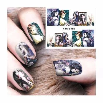WUF 1 Sheet Nail Sticker Water Decals Nail Art Water Transfer Stickers Nails Tools For Nails 8182