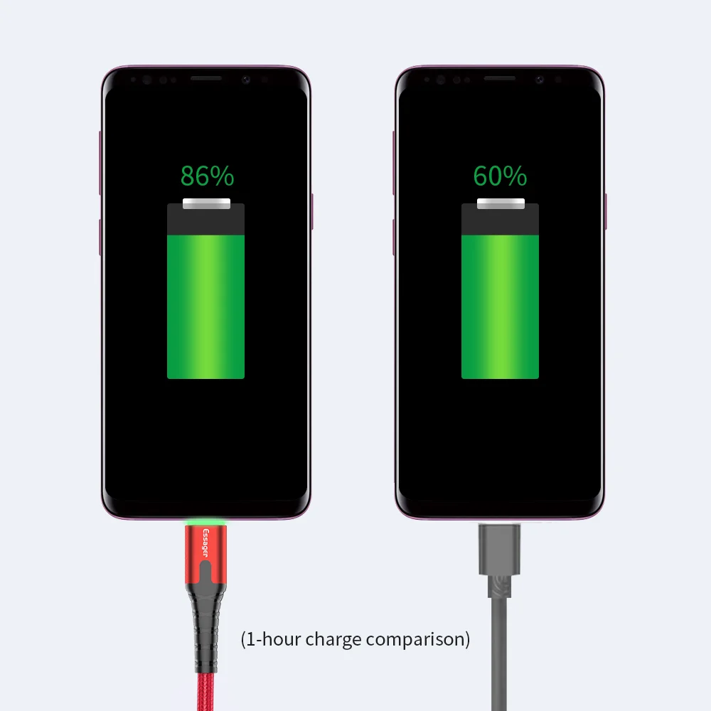 Essager светодиодный кабель usb type C 3 м для samsung Xiaomi Oneplus Быстрый кабель для зарядки usb C type-c зарядное устройство usbc USB-C шнур для зарядки данных