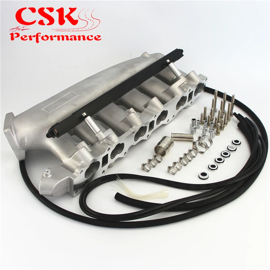 Turbo fundido coletor de admissão plenum + trilho de combustível para nissan skyline r32 r33 rb25 rb25det GTS T azul/preto/roxo|Coletor de admissão| | -