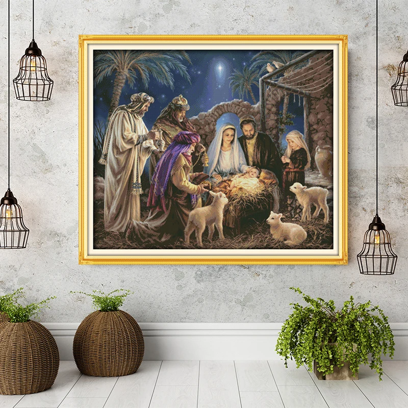 Узор «рождение ребенка Иисуса», наборы для вышивания крестиком на холсте Aida, Набор для вышивания и рукоделия, инструменты для украшения дома