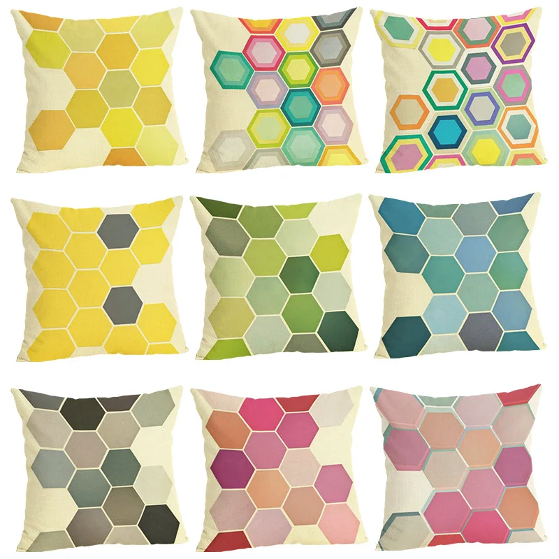 

1 Piece Novelty Geometric Printed Pillow Case Cover Square 45cm*45cm Cotton Pillowcase Home Decorative Customized Dropshipping