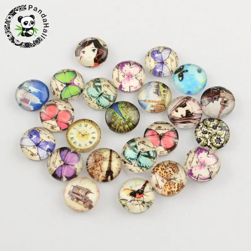 Aliexpress.com : Buy Mixed Printed Glass Cabochons, Half Round/Dome