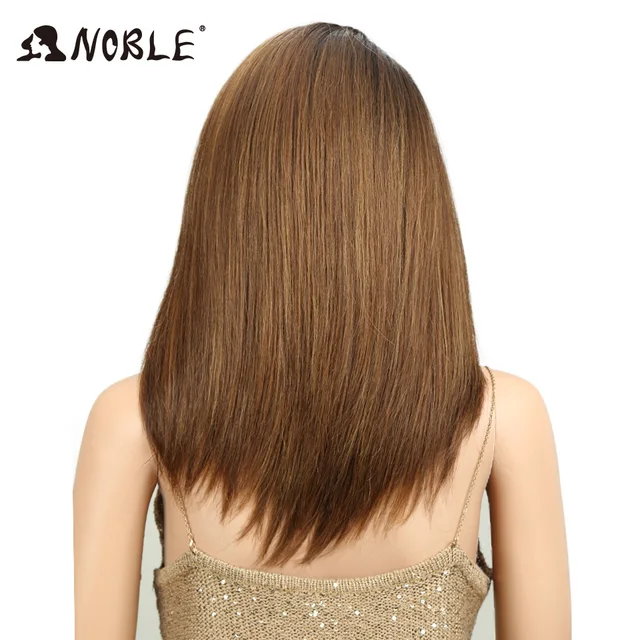 Peluca de BOB corto Noble para mujer, pelo sintético, malla con división lateral 18, fibra resistente al calor, sin pegamento, Ombre Peluca de BOB corto Noble para mujer, pelo sintético, malla con división lateral 18, fibra resistente al calor, sin pegamento, Ombre