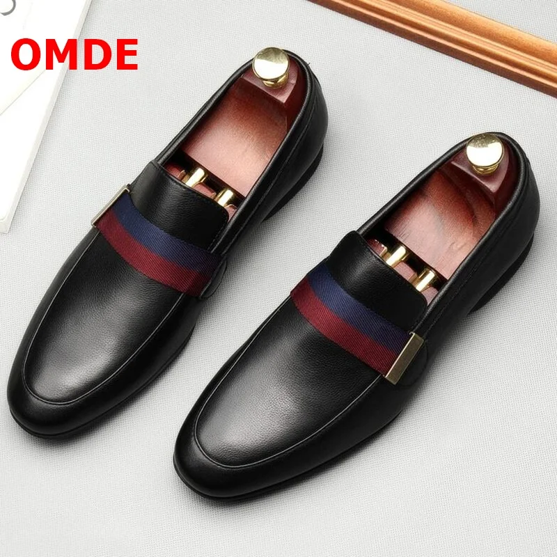 US $195.00 OMDE Soft Cow Leather Loafers Men Shoes Luxury Slip On Designer Dress Shoes Mocasines Casual Shoes Wedding Shoes For Men