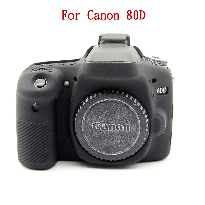 Силиконовый чехол для Canon EOS 6D 80D 77D 70D DSLR камера корпус 5D Mark IV 5D4 6D Mark II 200D 1300D 1500D мягкий протектор - Цвет: 80D Black