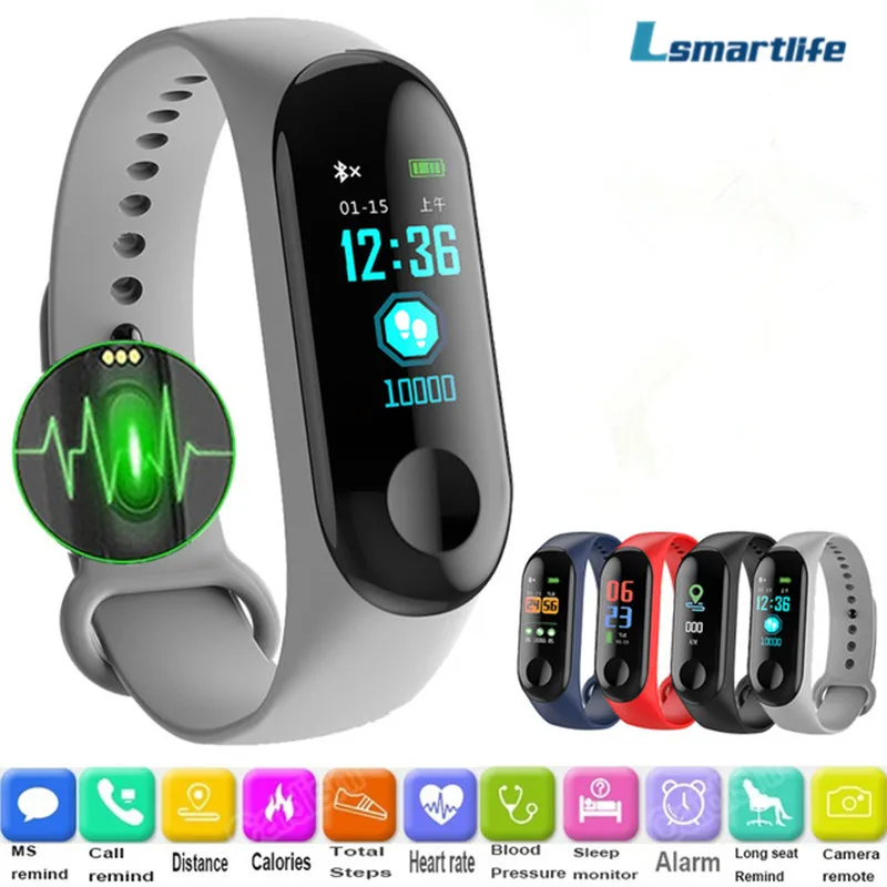 

M3C Smart Wristband Bracelet Color Screen Fitness Tracker Heart Rate Blood Pressure Monitor Waterproof Mi Band 3 Miband 2