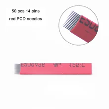 50 шт. красный 14Pin Перманентный макияж бровей Иглы для татуажа иглы для микроблендинга для 3D вышивка ручной татуировки ручки