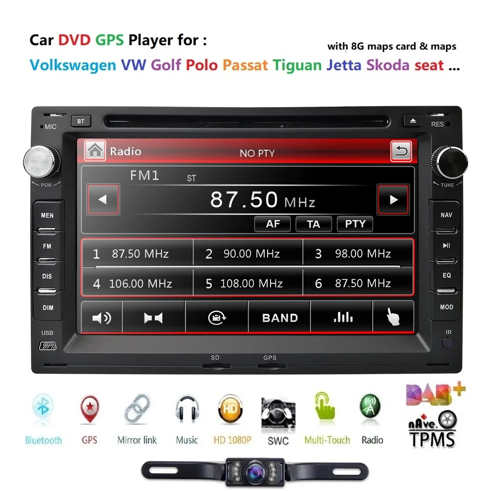 Cheap 2 Din New Car dvd player Double Stereo Gps Navigation In Dash Pc Video For old VW Skoda Superb BORA POLO MK3 MK4 FM rear camera 1