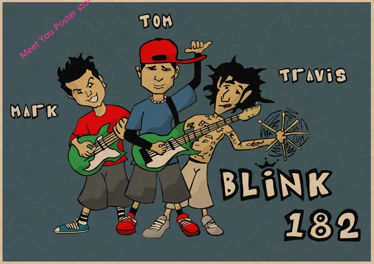 ВИНТАЖНЫЙ ПЛАКАТ Blink 182 рок-группа крафт ретро панк-рок плакат Европейская и американская музыкальная команда звезда рисунок Ретро плакат 1