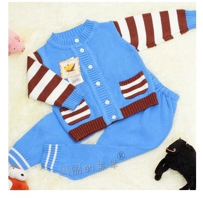 2016 Baby Girl Boy Knitted Autumn Sweater Kids Knitting Outwear Long Sleeve Baby Clothes Clothing 2Pieces(Tops+Pants)