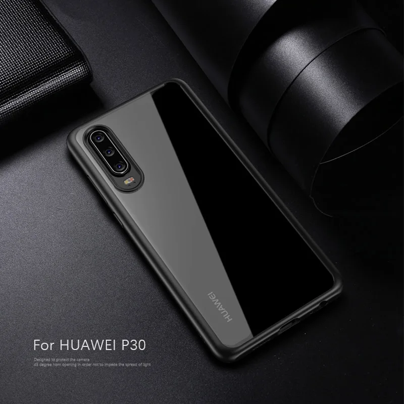 Huawei P30 20 Pro Чехол huawei P20 Lite чехол s Мягкая силиконовая рамка+ прозрачный акриловый твердый чехол для huawei P30 20 Coque - Цвет: Black