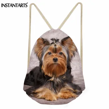 

INSTANTARTS Yorkshire Terrier Printed Sport Gym Bag Drawstring Bags Wome's Outdoor Fitness Training Shoes Storage Bags Female