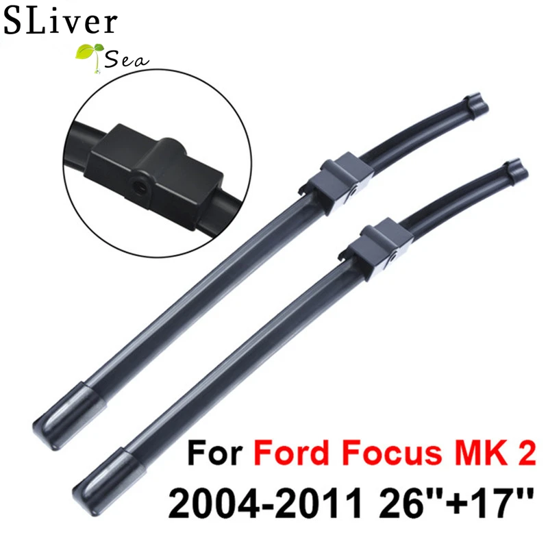 

SLIVERYSEA Wiper Blade For Ford Focus 2 2004-2011 26''+17''R High Quality Iso9000 Natural Rubber Clean Front Windshield CPA201-1