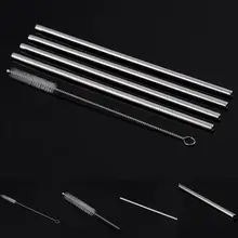 4 шт./компл. многоразовая нержавеющая сталь питьевой соломы с чистящей щеткой соломы экологически чистые металлические соломинки набор