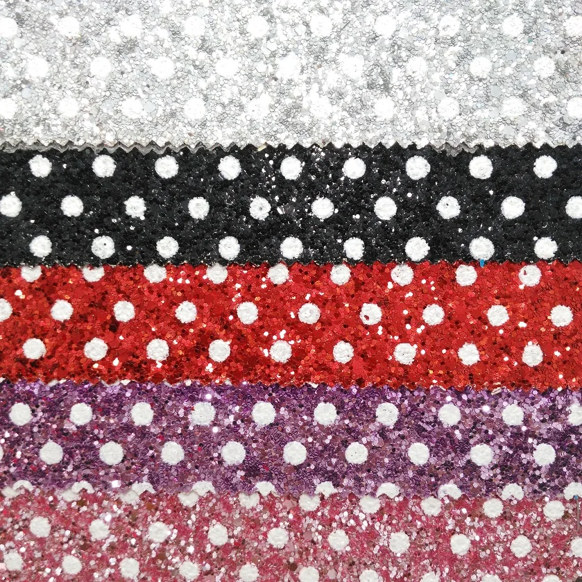 5 YARDS Synthetic Leather Chunky Glitter with Printed Dots glitter for DIY TM649 |