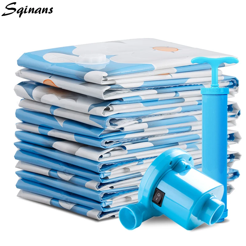 Sqinans 1PC Travel Vacuum Compressed Bags For Clothes Wardrobe Closet Organizer Storage Travelling | Дом и сад