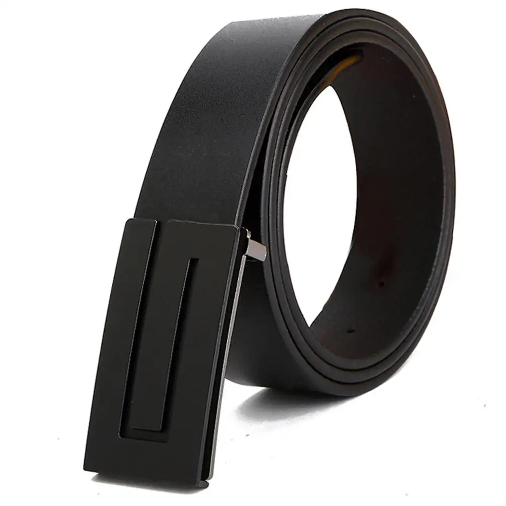 FAJARINA дизайн простой дизайн черные гладкие пряжки металлические ремни для мужчин качество воловья натуральная кожа ремень N17FJ728 - Цвет: Model 2 Brown