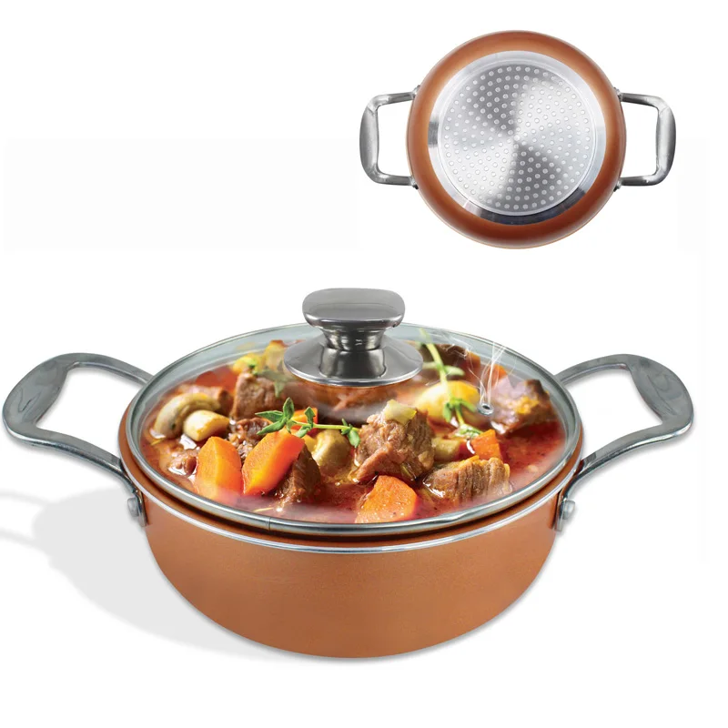 Grand Innovation Dishwasher Safe Copper Ceramic Coated 2 Handle Non