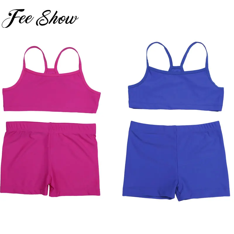 2PCS Teen Girls Yoga Vest Tankini Tank Top with Bottoms for Sports Gym ...