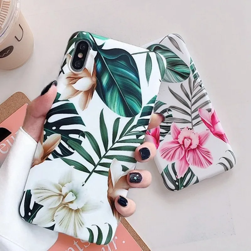 

Vintage Flower Banana Leaf Phone Case For iphone XS Max XR X 7 8 6 6S Plus Summer Art Flowers Floral Soft TPU Back Cover Coque
