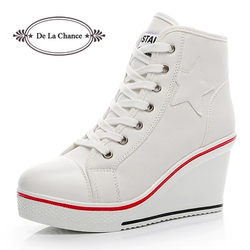 

Women Casual Shoes Ladies High Heel Platform Sneakers Women Wedge Shoes Zapatillas Mujer Thick Soled Canvas Shoes For Women