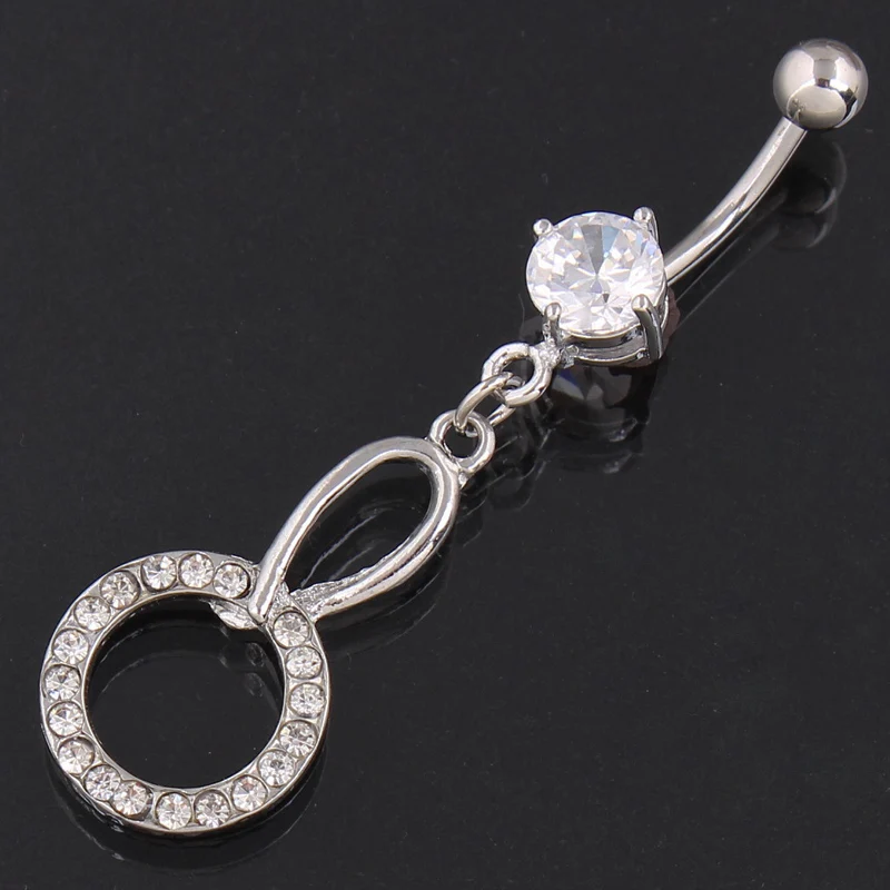 High Quality Round CZ Dangle Ring Belly Button Ring 14G belly bar Body