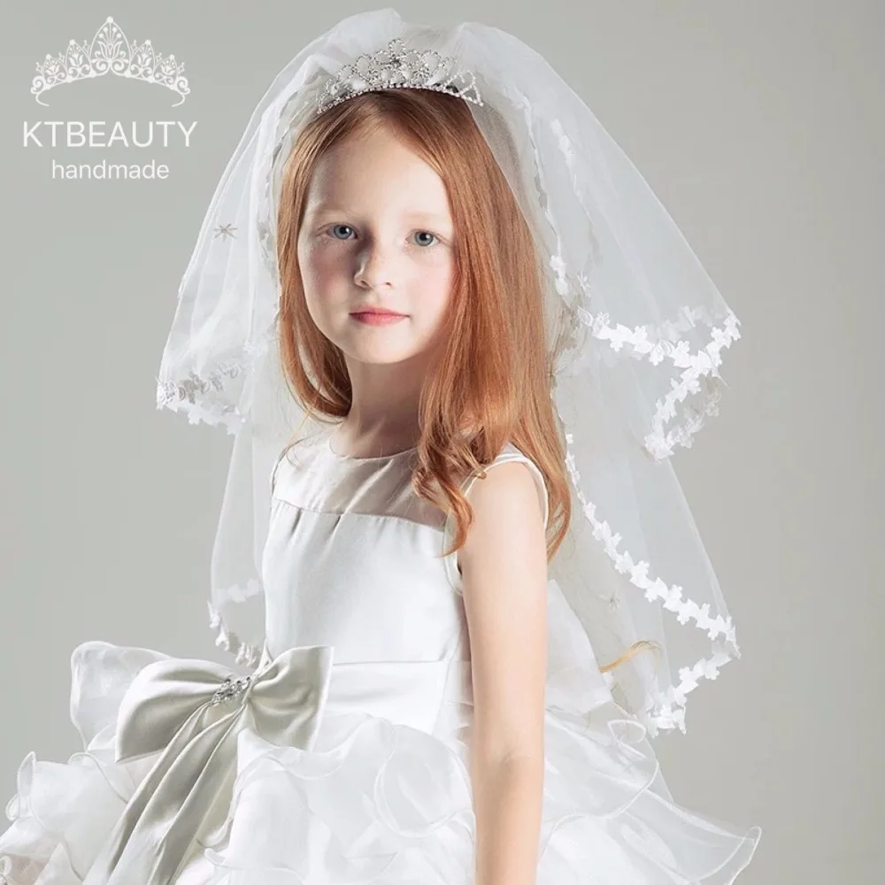 catedral de velo Royal Grenadine Flowers Children Veil Bridal Princess
