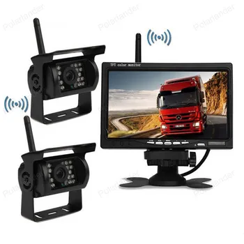 

wireless 7 Inch TFT LCD Car Parking Monitor With 2x 18 LED Night Vision Rear View reversing Camera For Truck Trailer Bus