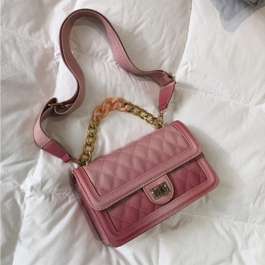 Designer Chain Messenger Bag Acrylic Chain Women Handbag Pu Leather Rhombic Small Flap Bag Luxury Dinner Clutch Purse Lady Bags