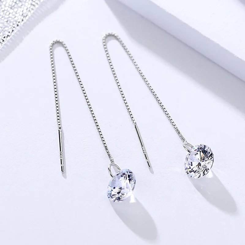 2 crystal long earrings for women