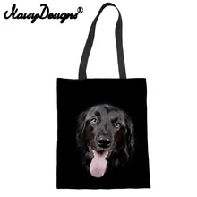 Бесшумный дизайн 3D Животные черный кокер спаниель печатных многоразовые парусиновые сумки для покупок для женщин ткань складной мешок унисекс Bolsas