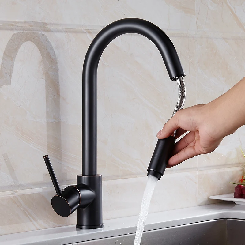 

Kitchen Faucets Single Handle Black Pull Out Kitchen Faucet Single Hole Handle Swivel 360 Degree Sink Mixer Tap Mixer Tap