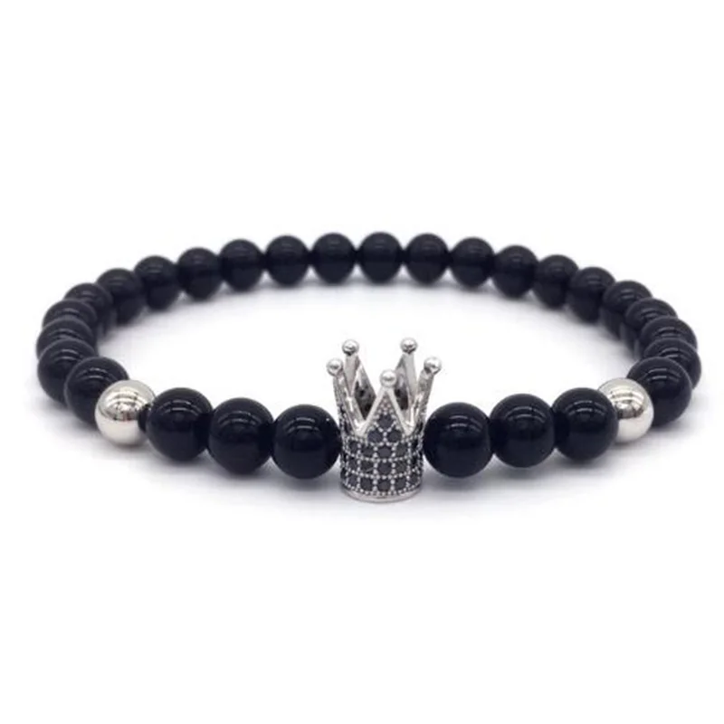 LERNEJO New Brand Trendy Imperial Crown Charm Bracelets Men Stone Beads For Women Men Jewelry pulsera hombres 16