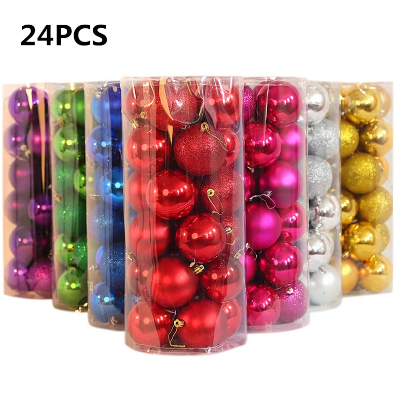 24pcs/ lot Christmas Tree Decor Ball Bauble Hanging Xmas Party Ornament decorations for Home Christmas decorations